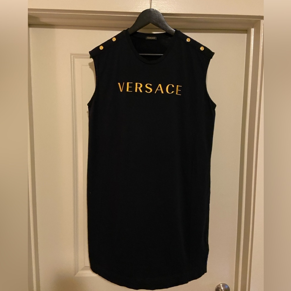 Versace Black Dress Gold Buttons EUC Size M